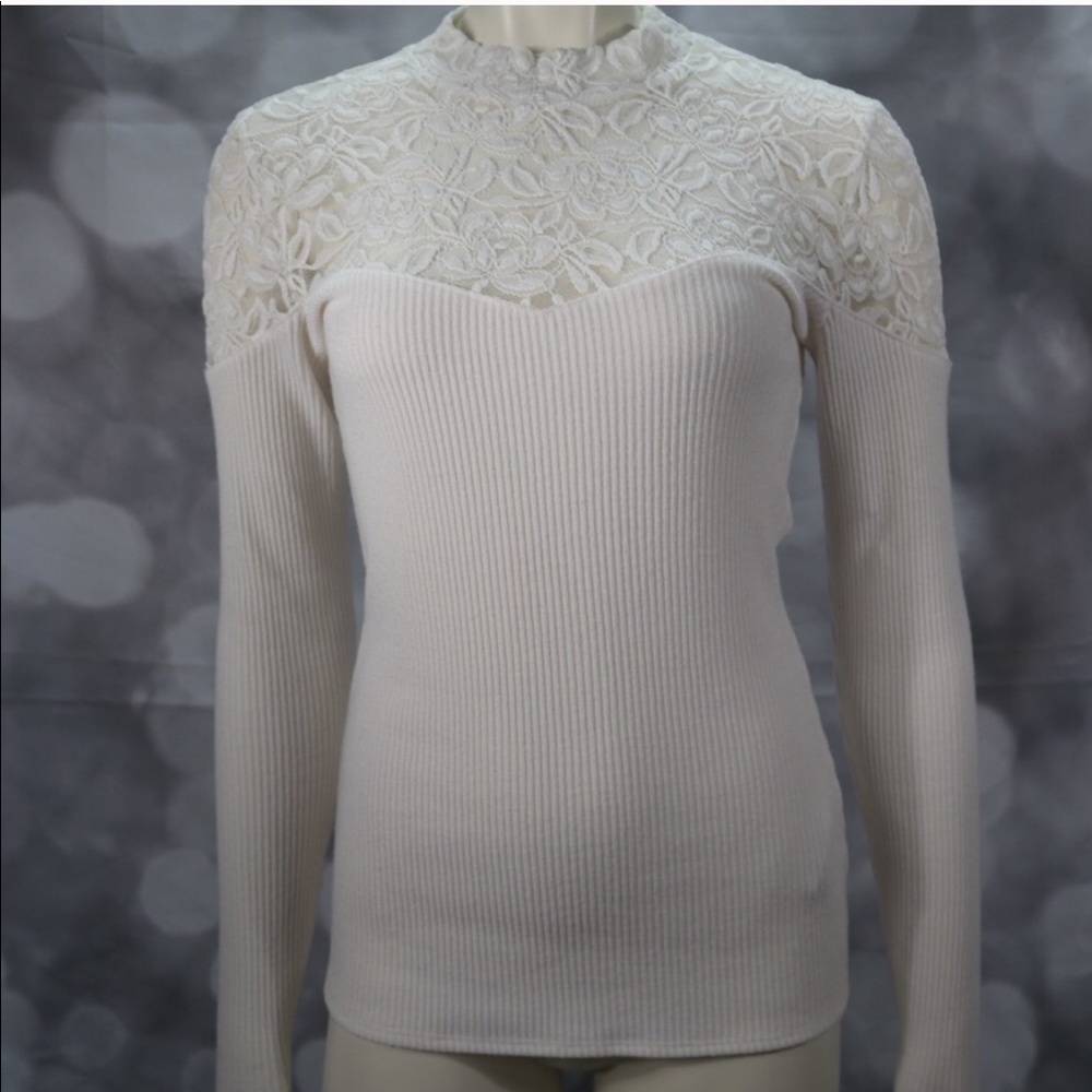 GRAY/BLACK lace top sweater